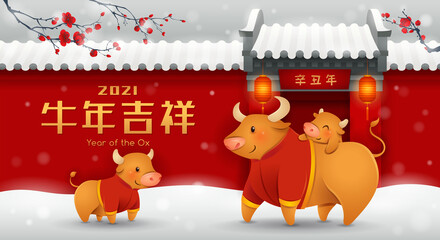 Happy New Year 2021. Chinese New Year. Year of the ox.