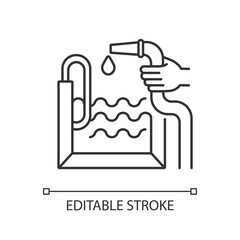 Pool construction linear icon. Outdoor recreational facilities. Home improvements. Swimming pool. Thin line customizable illustration. Contour symbol. Vector isolated outline drawing. Editable stroke