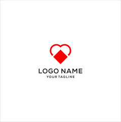 heart or love and diamond logo design vector 