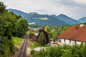 Fototapeta na wymiar Pettenbach Railway in Austria near the Traunsee lake, Gmunden