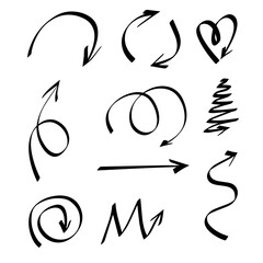 Obraz premium Vector illustration of curved arrow icons.