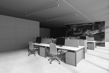 Black marble open space office corner