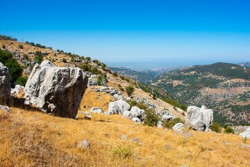 rock formations in the Lebanon mountains in summer