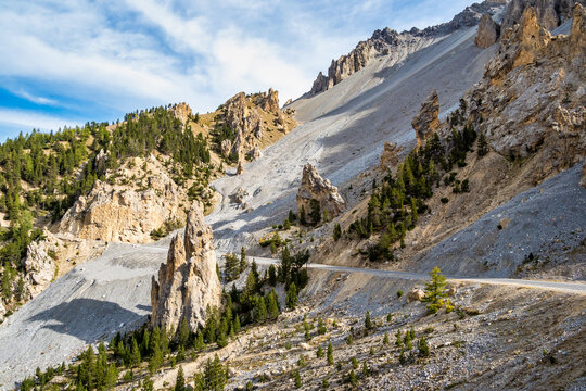 Alpine landscape of the French alps, Brunissard in the Provence Alpes, France.