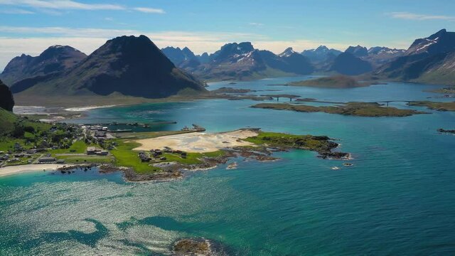 Beach Lofoten islands is an archipelago in the county of Nordland, Norway.