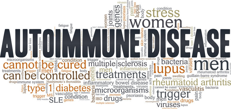 Autoimmune disease vector illustration word cloud isolated on a white background.