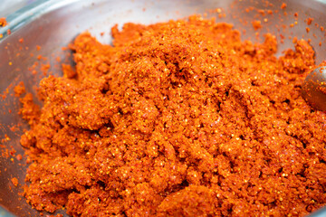 the red Thai curry paste with copy space