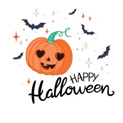 Flying ghost spirit holding bunting flag Boo. Happy Halloween. Scary white ghosts. Cute cartoon spooky character. Smiling face, hands. Orange background Greeting card. Flat design. Vector illustration