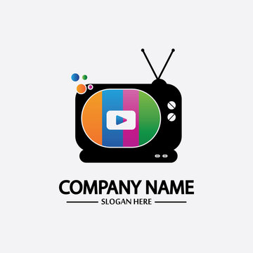 Tv Logo Design Media Technology Symbol Television,television media play logo design template vector,Emblem, Design Concept, Creative Symbol, Icon