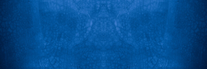 Old wall pattern texture cement blue dark abstract  blue color design are light with black gradient background.