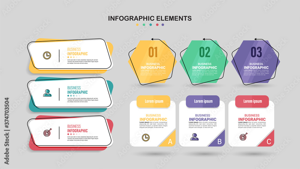Aufkleber infographics element collection with flat style. minimal banner. vector illustration.