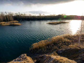 sunset over the river
