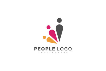 Abstract People Logo. Colorful Human Icon Family Symbol isolated on White Background. Flat Vector Logo Design Template Element