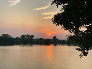 sunset on the Mangla Lake
