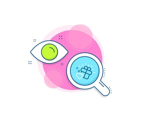 Heart present sign. Research complex icon. Love gift line icon. Valentine day symbol. Analytics or analysis banner. Love gift sign. Vector