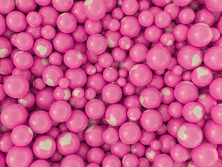 Ball with shape heart for valentines card. 3D illustration