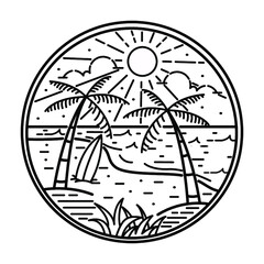 beach schene badge design