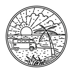 beach schene badge design