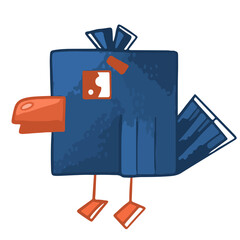 Blue square bird illustration for kids vector