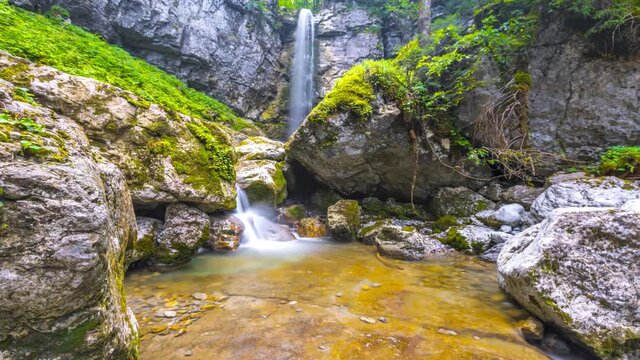 Waterfall nature landscapes motion time lapse video, sibli waterfall germayn bavaria in 4k.