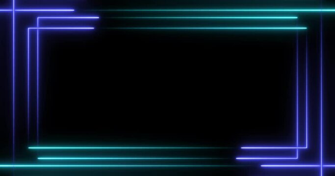 Static Abstract 80s rectangle frames with Light Lines Moving. Digital background futuristic frames with neon lights. 3d Animation Art Concept. Seamless loop cycle. 4K DCI Prores 4096x2160