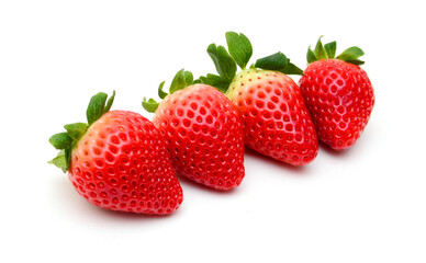Stack strawberries on white background 