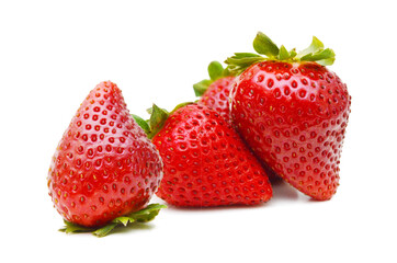 Stack strawberries on white background 