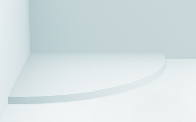 Fototapeta premium 3d gray white bright cylinder podium minimal studio background. Abstract 3d geometric shape object illustration render.
