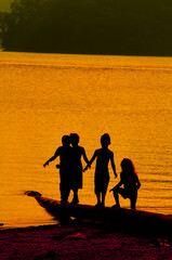 
silhouette children