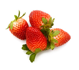 Stack strawberries on white background 