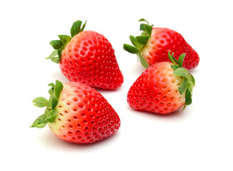 Stack strawberries on white background 
