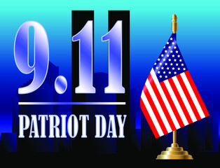 Vector conceptual illustration for Patriot Day USA poster or banner. 11 September.