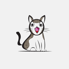 Cute cartoon cat icon design vector illustration