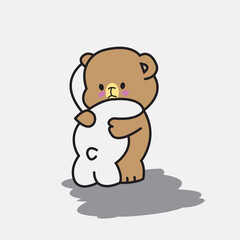 Obraz premium cartoon panda cuddle vector color design illustration