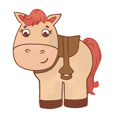 Cute little baby horse pony illustration for kids vector