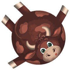 Cute little baby bull lies for kids vector. New Year. Winter