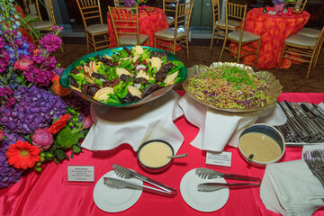 food on buffet table at party 