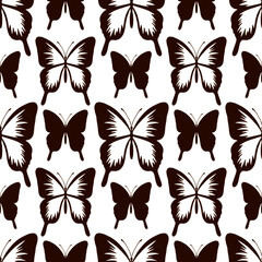 Seamless pattern in monochrome colors with butterfly, ornament for wallpaper, fabric or other design