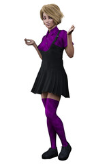 Black Witch Woman in Black Dress, 3D Rendering, 3D illustration
