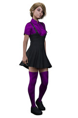 Black Witch Woman in Black Dress, 3D Rendering, 3D illustration
