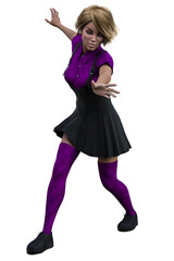 Black Witch Woman in Black Dress, 3D Rendering, 3D illustration
