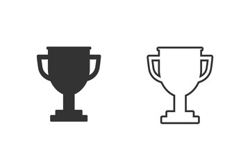 Trophy line icon set on white background. Vector
