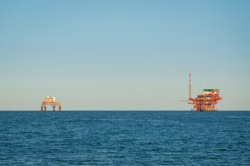 Adriatic sea extraction and transformation of natural gas, platforms located near ravenna, italy.