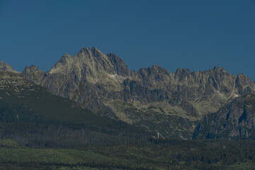 Rock hills in Vysoke Tatry mountains in Slovakia in summer sunny day