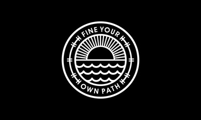 Vintage Premium Beach Badge Emblem Vector Illustration