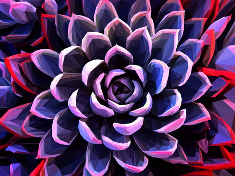 Low poly illustration of a giant red/purple succulent