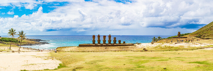 Easter Island Chile South America Moai Statue  - obrazy, fototapety, plakaty