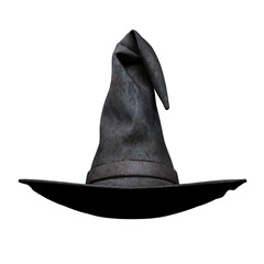 Old Wicked Black Witch Hat, 3D Illustration, 3D Rendering
