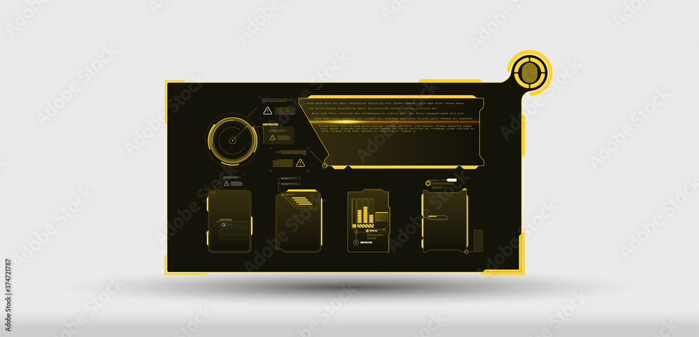 Poster futuristic vector hud interface screen design. digital callouts titles. hud ui gui futuristic user i