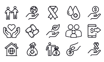 Charity and Relief Icons vector design set
